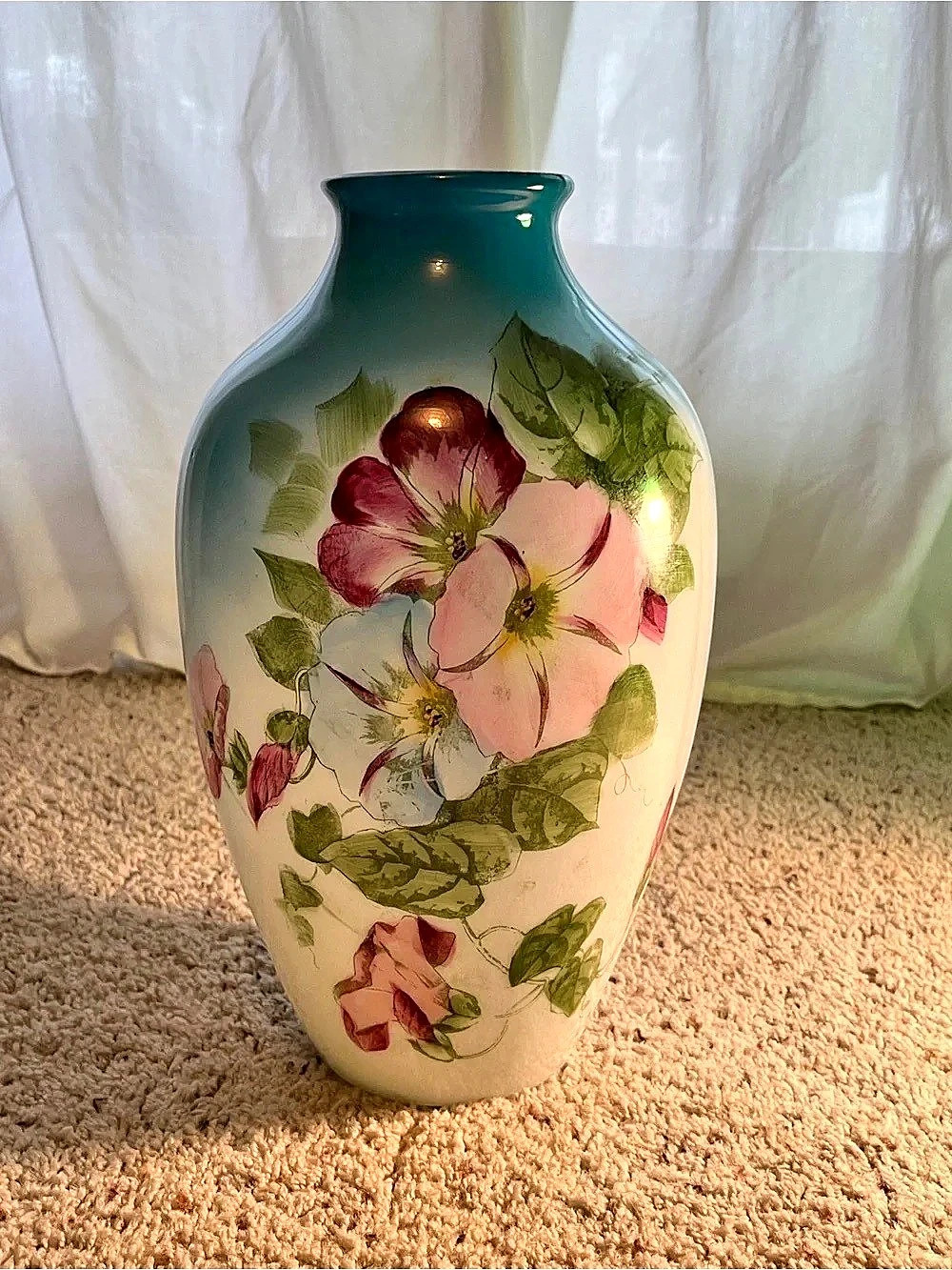 Floral Green & Cream Vase